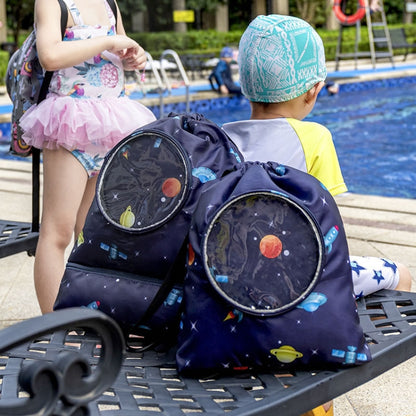 Wet And Dry Separation Waterproof Drawstring Shoulder Beach Swimming Bag For Children, Blue L, Gray L