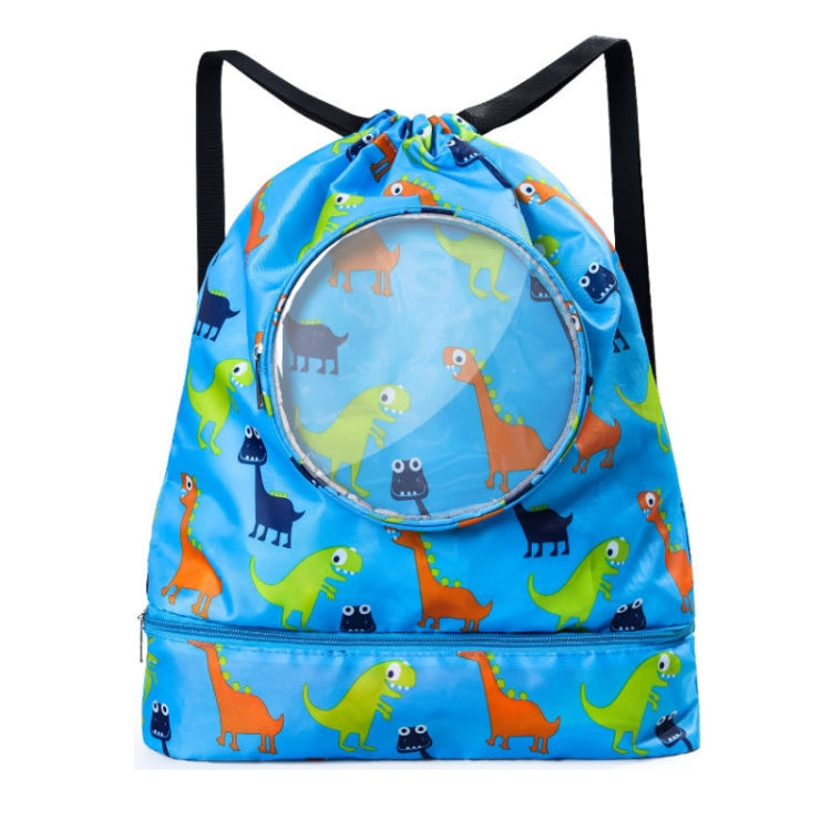 Wet And Dry Separation Waterproof Drawstring Shoulder Beach Swimming Bag For Children, Blue L, Gray L