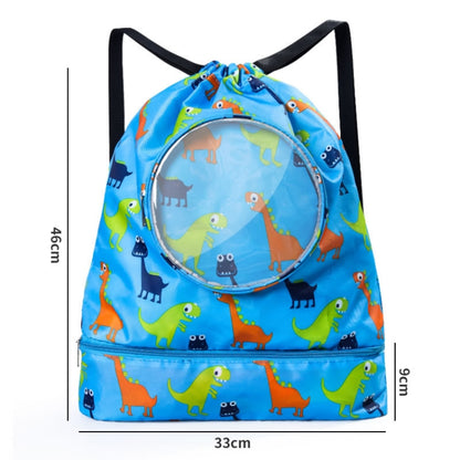 Wet And Dry Separation Waterproof Drawstring Shoulder Beach Swimming Bag For Children, Blue L, Gray L