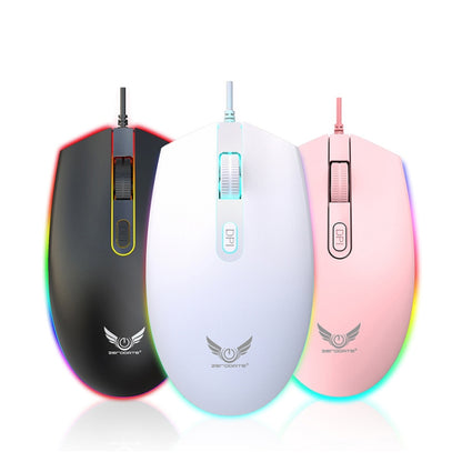 Zerodate V6 4 Keys 1600DPI Game Colorful RGB Marquee USB Luminous Wired Mouse, Cable Length: 1.35m