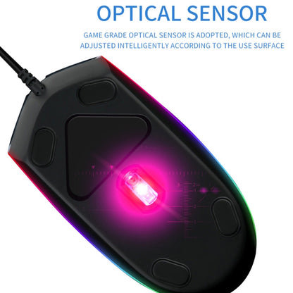 Zerodate V6 4 Keys 1600DPI Game Colorful RGB Marquee USB Luminous Wired Mouse, Cable Length: 1.35m