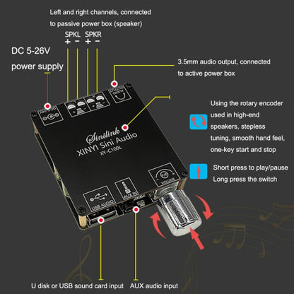XY-C100L Stereo Stepless Tuning Bluetooth Digital Power Amplifier Board, XY-C100L