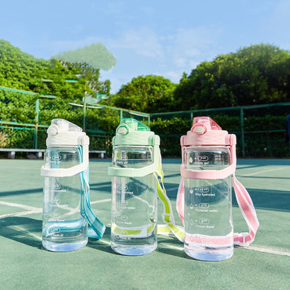 Time Scale Drinking Water Target Transparent Sports Kettles, (Ivory White), (Cherry Blossom Pink)