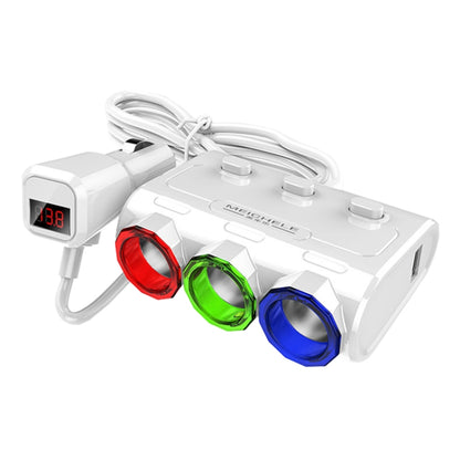 MEICHELE Car Cigarette Lighter Charger Dual USB 1A+2.1A With Switch, Black Voltage Version, White Voltage Version