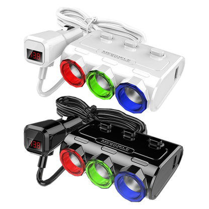 MEICHELE Car Cigarette Lighter Charger Dual USB 1A+2.1A With Switch, Black Voltage Version, White Voltage Version