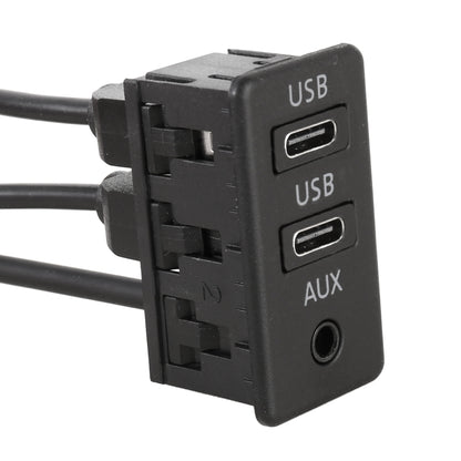 Car Universal Modification Dual Type-C+AUX Charging Interface Seat, Type-C+Type-C+AUX
