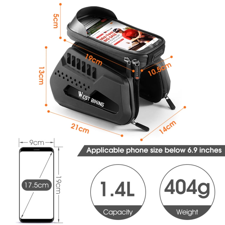 WEST BIKING Bicycle TPU Hard Shell Front Beam Bilateral Mobile Phone Bag, YP0707294