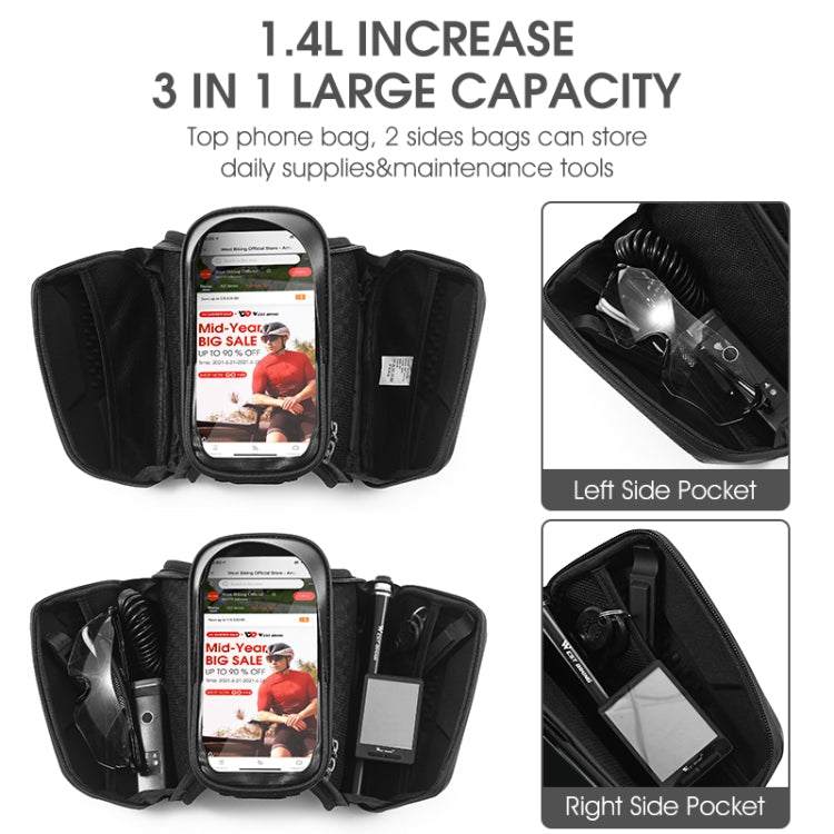 WEST BIKING Bicycle TPU Hard Shell Front Beam Bilateral Mobile Phone Bag, YP0707294
