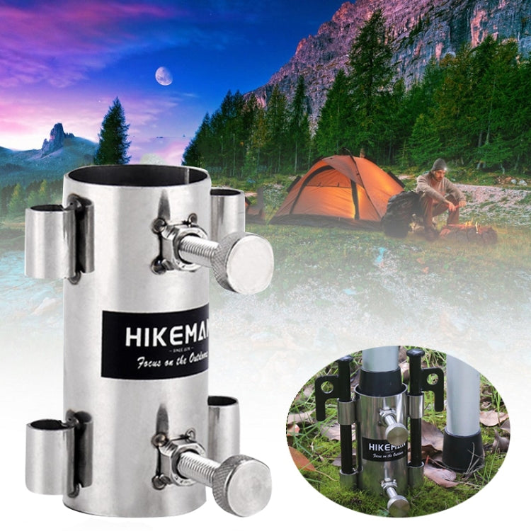 HIKEMAN Enlarged Aperture Outdoor Camping Canopy Pole Holder, Style:, Stainless Steel (Silver), Adjustment (Black)