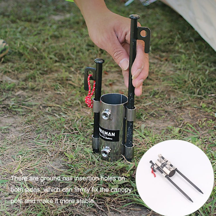 HIKEMAN Enlarged Aperture Outdoor Camping Canopy Pole Holder, Style:, Stainless Steel (Silver), Adjustment (Black)