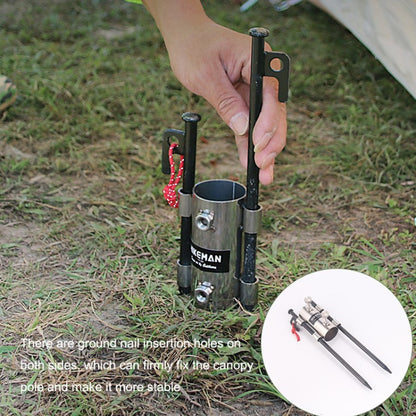 HIKEMAN Enlarged Aperture Outdoor Camping Canopy Pole Holder, Style:, Stainless Steel (Silver), Adjustment (Black)