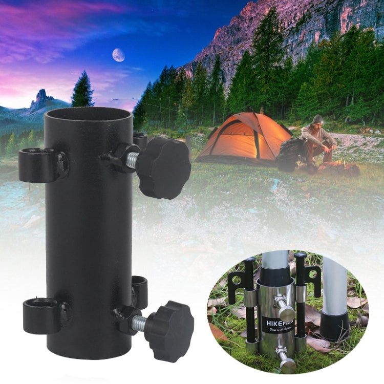 HIKEMAN Enlarged Aperture Outdoor Camping Canopy Pole Holder, Style:, Stainless Steel (Silver), Adjustment (Black)