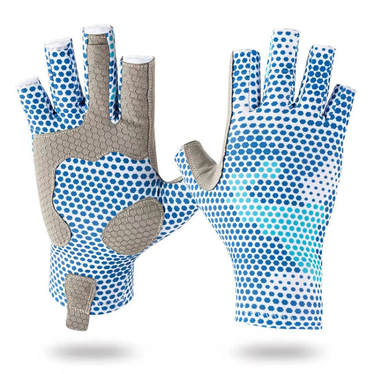 Ice Silk Half Finger Fishing Gloves Sunscreen  Riding Gloves, Mens Free Size