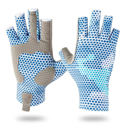 Ice Silk Half Finger Fishing Gloves Sunscreen  Riding Gloves, Mens Free Size