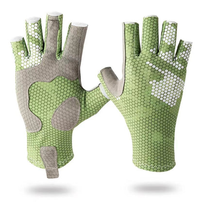 Ice Silk Half Finger Fishing Gloves Sunscreen  Riding Gloves, Mens Free Size