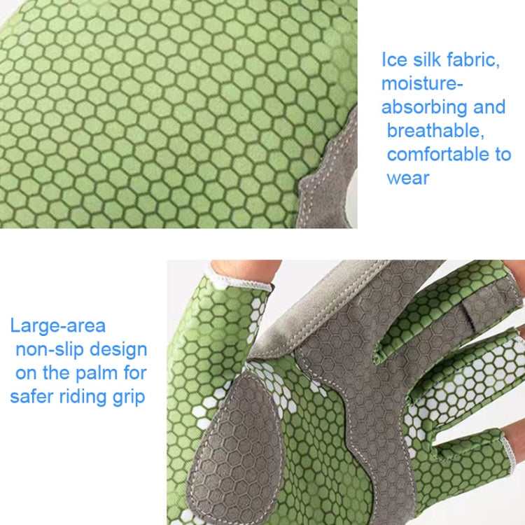 Ice Silk Half Finger Fishing Gloves Sunscreen  Riding Gloves, Mens Free Size