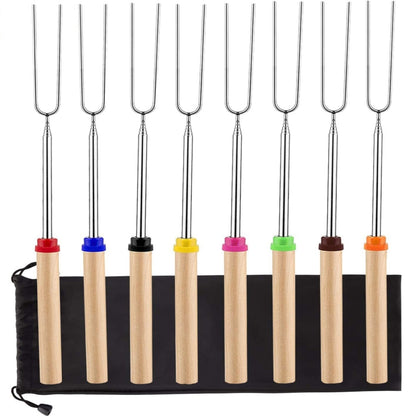 1124-7 Retractable Wooden Stick Marshmallow BBQ Fork, Spsc: Drawstring Bag, Drawstring Bag, Zipper Bag