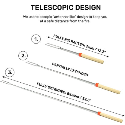 1124-7 Retractable Wooden Stick Marshmallow BBQ Fork, Spsc: Drawstring Bag, Drawstring Bag, Zipper Bag