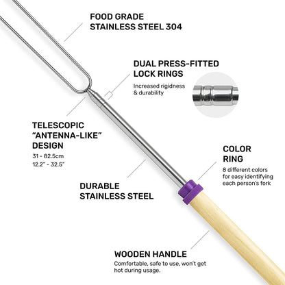 1124-7 Retractable Wooden Stick Marshmallow BBQ Fork, Spsc: Drawstring Bag, Drawstring Bag, Zipper Bag