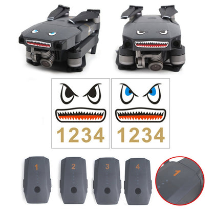 3 Sets Drone Shark Emoticon Body Sticker Battery Sticker