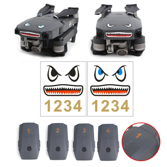 3 Sets Drone Shark Emoticon Body Sticker Battery Sticker