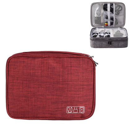 5 Inch Multifunctional Electronic Digital Earphone Power Cord Storage Bag, Purple, Black, Wine Red, Dark Gray, Green, Lake Blue