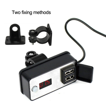 Digital Display Dual USB Universal Waterproof Motorcycle Mobile Phone Charger, 2.4A 12-24V