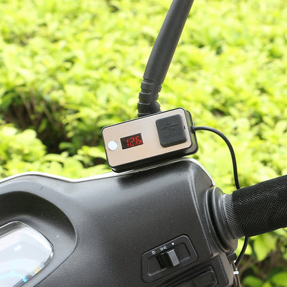 Digital Display Dual USB Universal Waterproof Motorcycle Mobile Phone Charger, 2.4A 12-24V