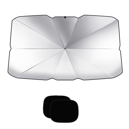 Car Windshield Telescopic Folding Thermal Insulation Parasol, Large, Large+2 PCS Side Sun Block, Small, Open Style Large, Open Style Small, Silver Coated Large, Silver Coated Small