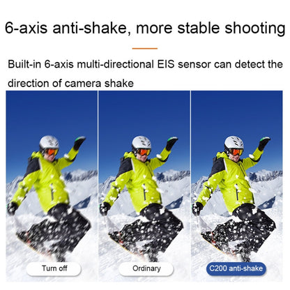 C200 4K Face Recognition WIFI Anti-Shake Outdoor Cycling Waterproof Sports Camera, ((White Set), (Black Set)