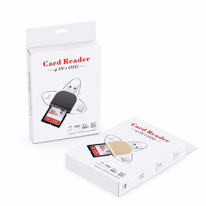 R015 USB2.0 & Micro USB+8Pin+Type-C 4 In 1 Card Reader Supports SD/TF Card, R015 Black, R015 Rose Gold
