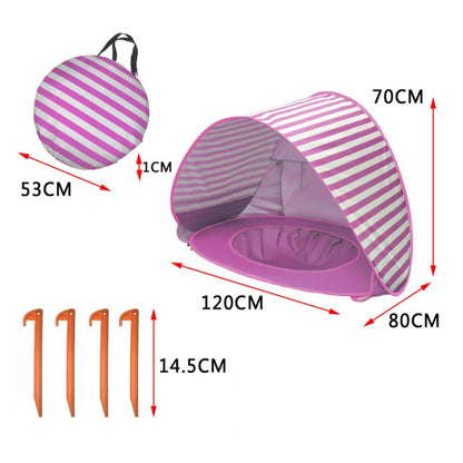 Baby Beach Tent With Pool Portable Foldable Sunshelter, Orange, Pink, Pink Stripe, Shark Gray, Shark Yellow, Whale Blue, Whale Pink