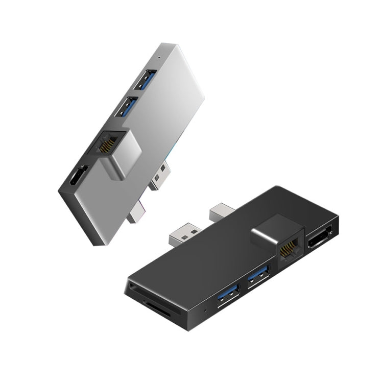W05 8 In 1 USB3.1 Gne1 Ethernet RJ45 Converter For Surface Pro4/5/6, Black, Silver