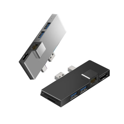 W05 8 In 1 USB3.1 Gne1 Ethernet RJ45 Converter For Surface Pro4/5/6, Black, Silver