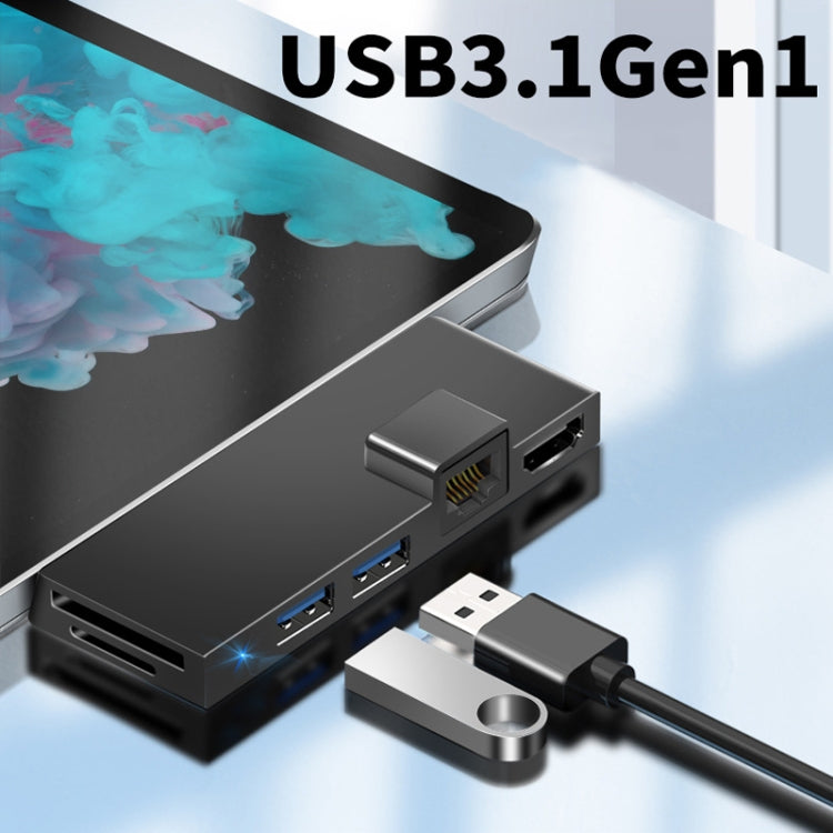 W05 8 In 1 USB3.1 Gne1 Ethernet RJ45 Converter For Surface Pro4/5/6, Black, Silver