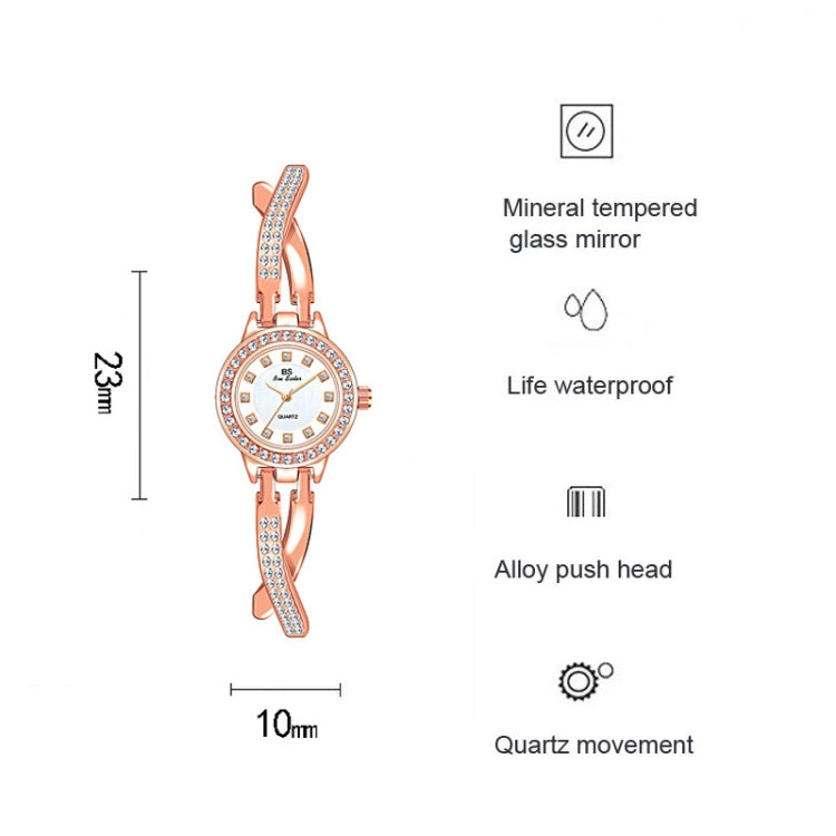 BS Bee Sister FA1531  Butterfly Cross Full Diamond Ladies Watch Bracelet Watches, Gold, Silver, Rose Gold