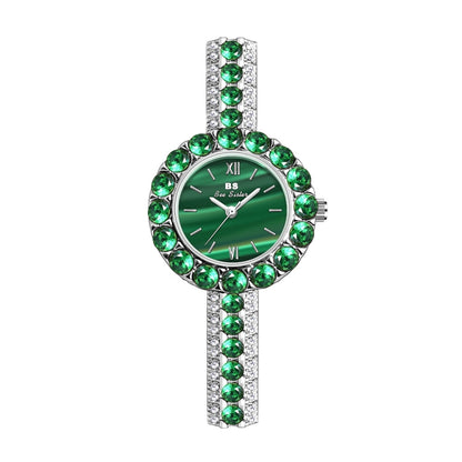 BS Bee Sister FA1698 Ladies Simple Temperament Retro Malachite Texture Small Green Watch, Gold, Silver