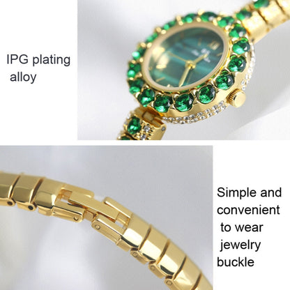 BS Bee Sister FA1698 Ladies Simple Temperament Retro Malachite Texture Small Green Watch, Gold, Silver