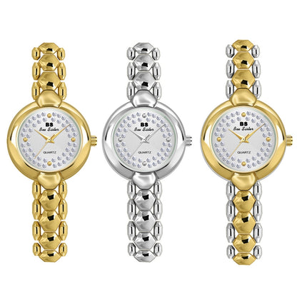BS Bee Sister FA1691  Ladies Diamond Watch Jewelry Chain Watch, Gold, Silver, Golden Silver