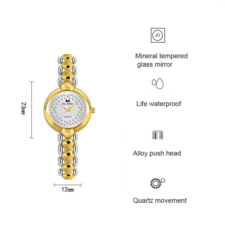 BS Bee Sister FA1691  Ladies Diamond Watch Jewelry Chain Watch, Gold, Silver, Golden Silver