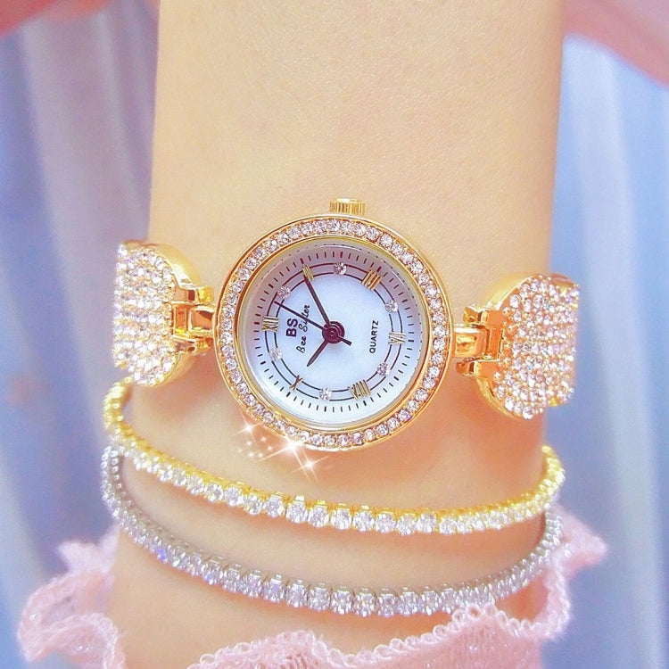BS Bee Sister  FA1606 Diamond Inlaid Ladies Watch Jewelry Chain Watch, Gold, Silver