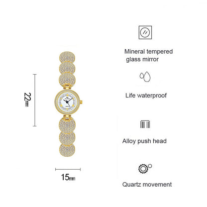 BS Bee Sister  FA1606 Diamond Inlaid Ladies Watch Jewelry Chain Watch, Gold, Silver