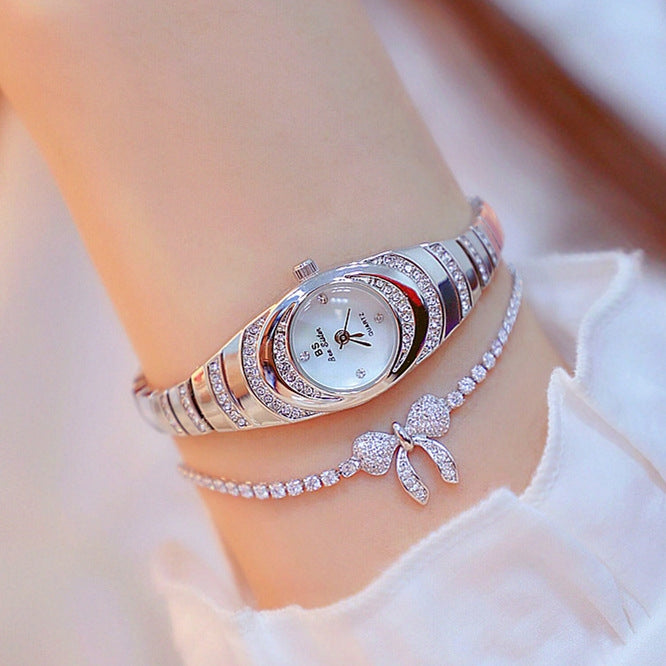 BS Bee Sister  FA1540  Ladies Oval Small Chain Watch with Diamonds, Silver, Gold, Rose Gold