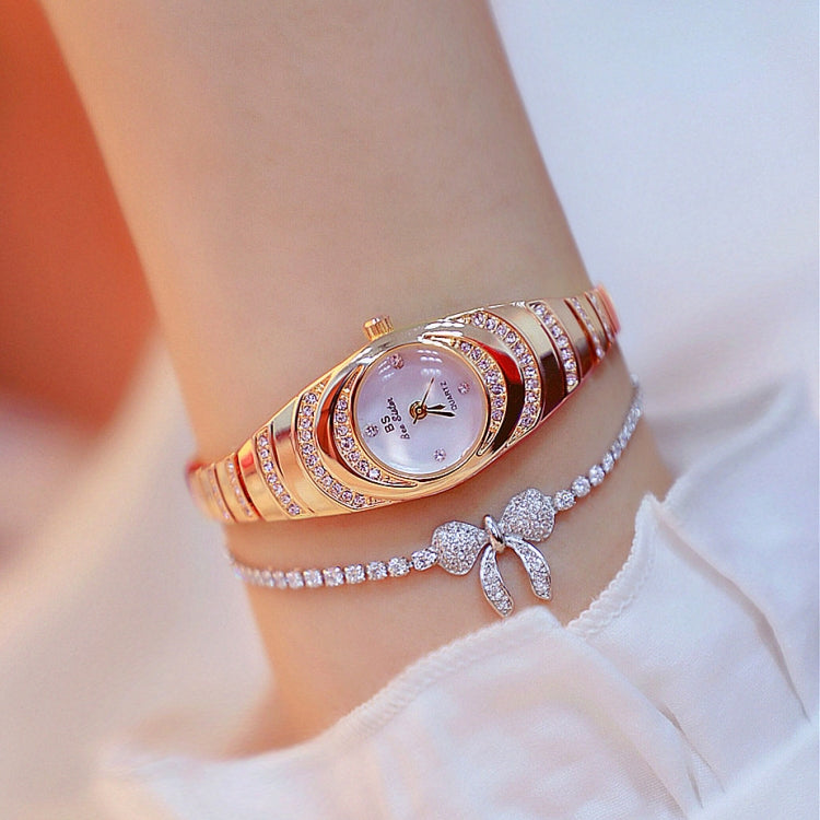 BS Bee Sister  FA1540  Ladies Oval Small Chain Watch with Diamonds, Silver, Gold, Rose Gold