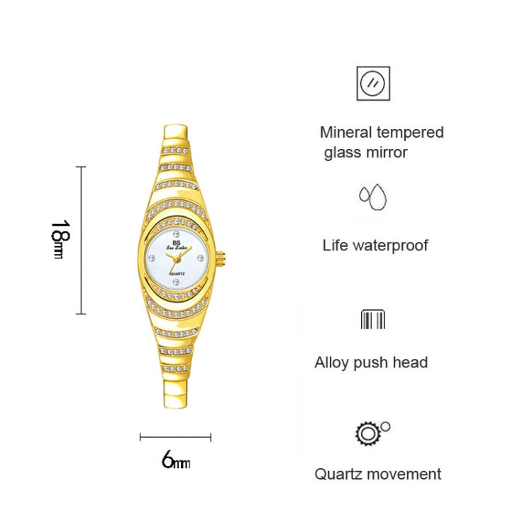 BS Bee Sister  FA1540  Ladies Oval Small Chain Watch with Diamonds, Silver, Gold, Rose Gold