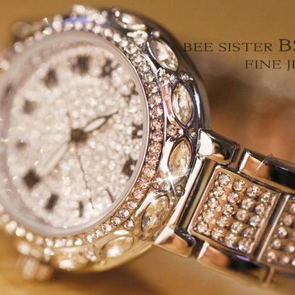 BS Bee Sister  FA1499 Ladies Diamond Watch Jewelry Chain Watch, Gold, Silver, Rose Gold, Silver Golden