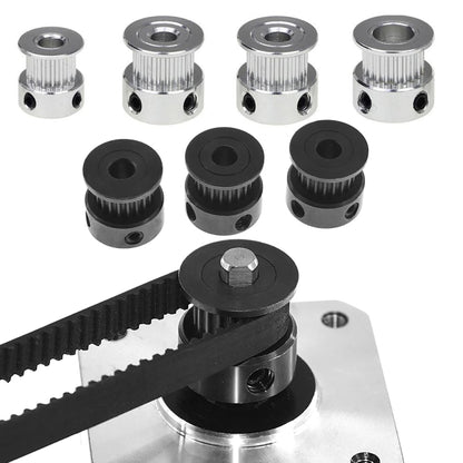 10 PCS GT2 3D Printer Synchronous Wheel Transmission Leather Pulley, 20 Tooth 5mm, 20 Tooth 6.35mm, 20 Tooth 8mm, 16 Tooth 6mm, 20 Tooth 4mm Black, 20 Tooth 5mm Black, 20 Tooth 8mm Black