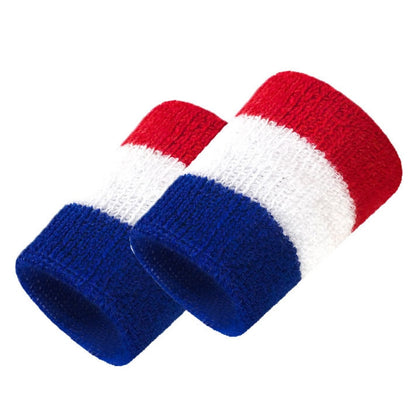2PCS Basketball Badminton Tennis Running Fitness Towel Sweat-absorbent Sports Wrist, Sports Wrist(Blue Red White), Sports Wrist(Red Yellow Green), Sports Wrist(Red Yellow Blue), Sports Wrist(Black Red Yellow)