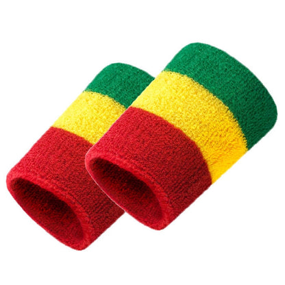 2PCS Basketball Badminton Tennis Running Fitness Towel Sweat-absorbent Sports Wrist, Sports Wrist(Blue Red White), Sports Wrist(Red Yellow Green), Sports Wrist(Red Yellow Blue), Sports Wrist(Black Red Yellow)