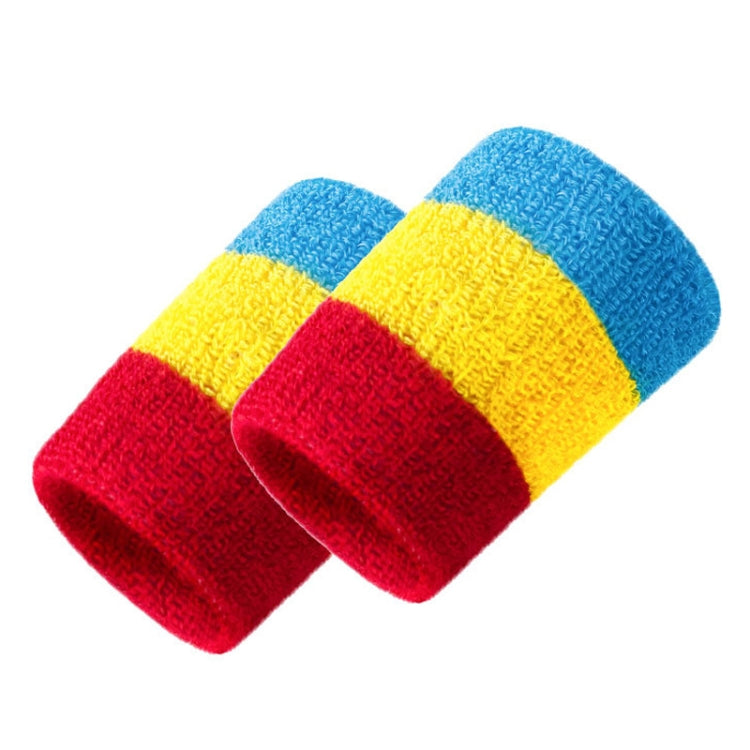 2PCS Basketball Badminton Tennis Running Fitness Towel Sweat-absorbent Sports Wrist, Sports Wrist(Blue Red White), Sports Wrist(Red Yellow Green), Sports Wrist(Red Yellow Blue), Sports Wrist(Black Red Yellow)
